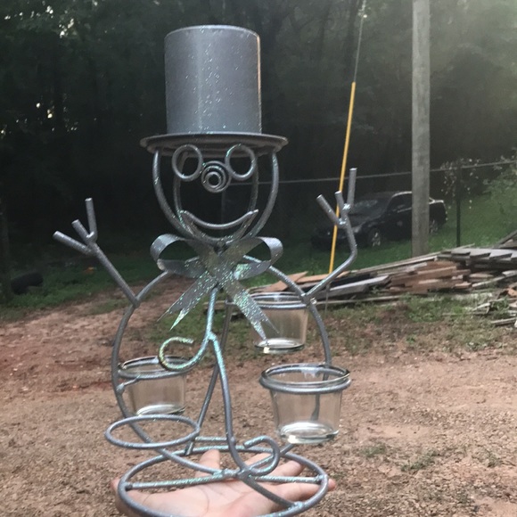 VINTAGE SNOWMAN CANDLE HOLDER - Picture 4 of 13